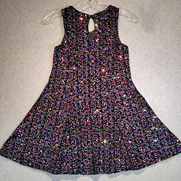 ZUNIE Black Rainbow Sequins Sleeveless V Neck Lined Dress in Size 10 - Picture 6 of 9